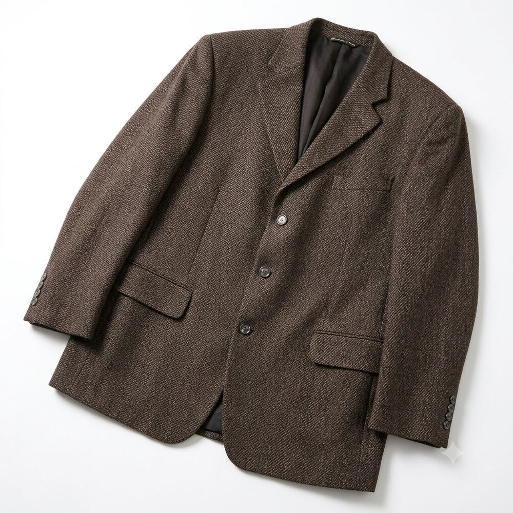 Jack Victor Wool Luxe Tweed Sport Coat Jacket Taupe Brown Two Button Mens 42R